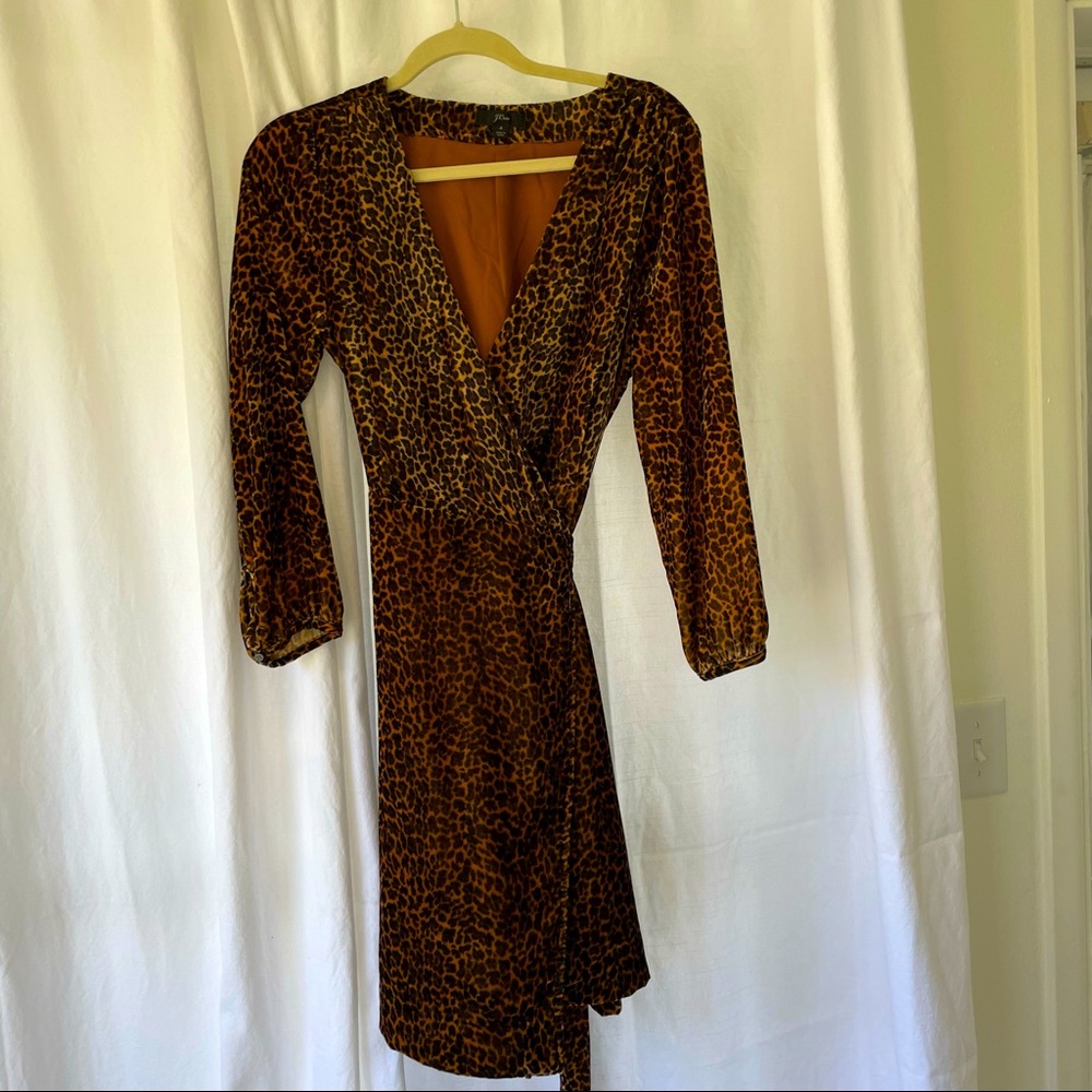 J. Crew Velvet Leopard Wrap dress size 4